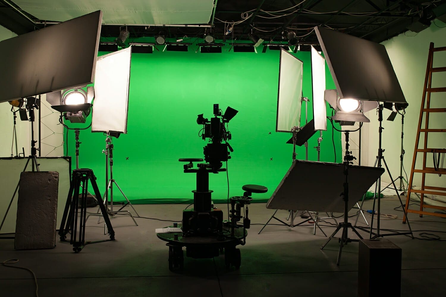 cideo production set with green screen